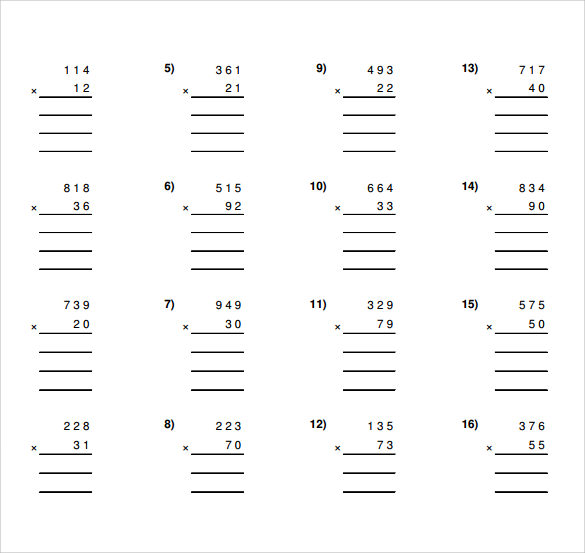 Long Multiplication Worksheets Sample Long Multiplication