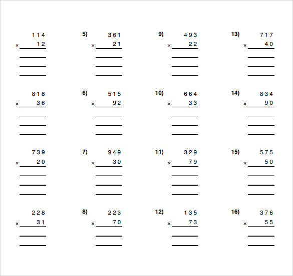 Long Multiplication Worksheets Sample Long Multiplication