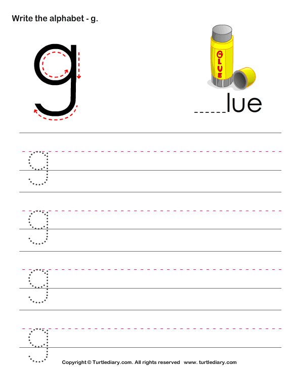 Lowercase alphabet writing practice g worksheet free worksheets samples