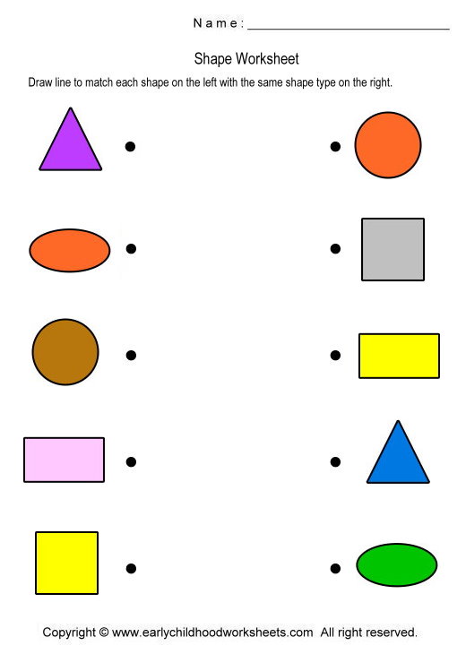 Matching Shapes Worksheets For Preschool  903259