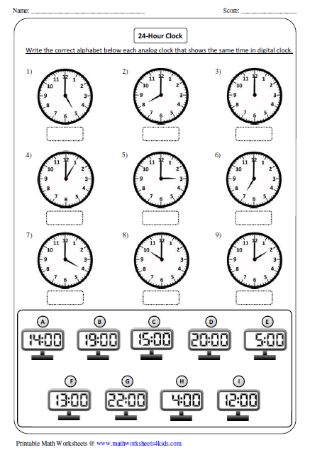 Math Analog Clock Worksheets 1368626