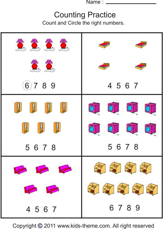 Math Counting Objects Worksheets Kindergarten  240641