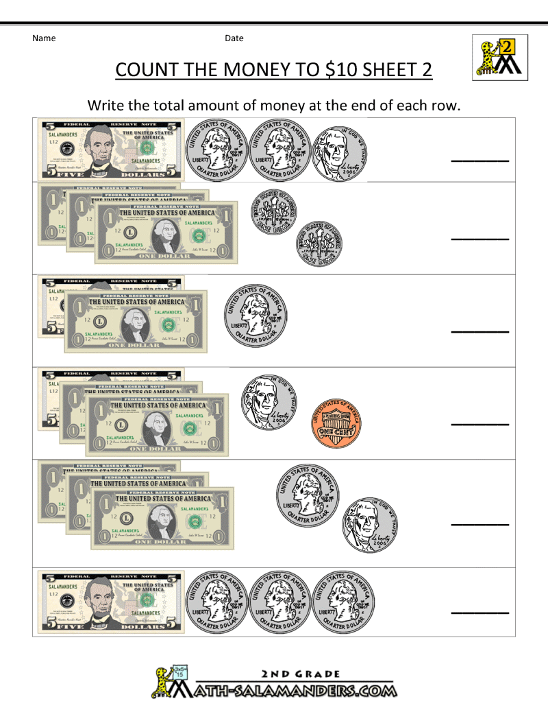 Second Grade Money Worksheets Second Grade Money Worksheets