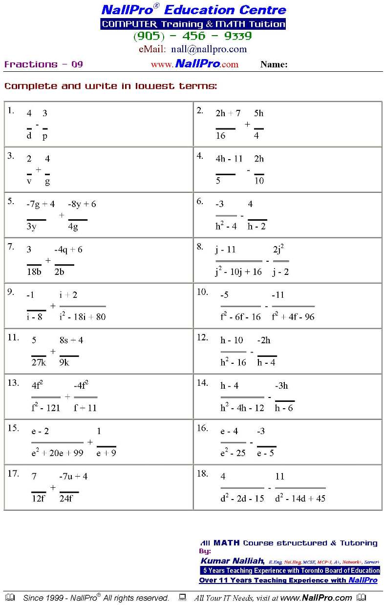 Math Worksheets 10th Grade Printable 1194409