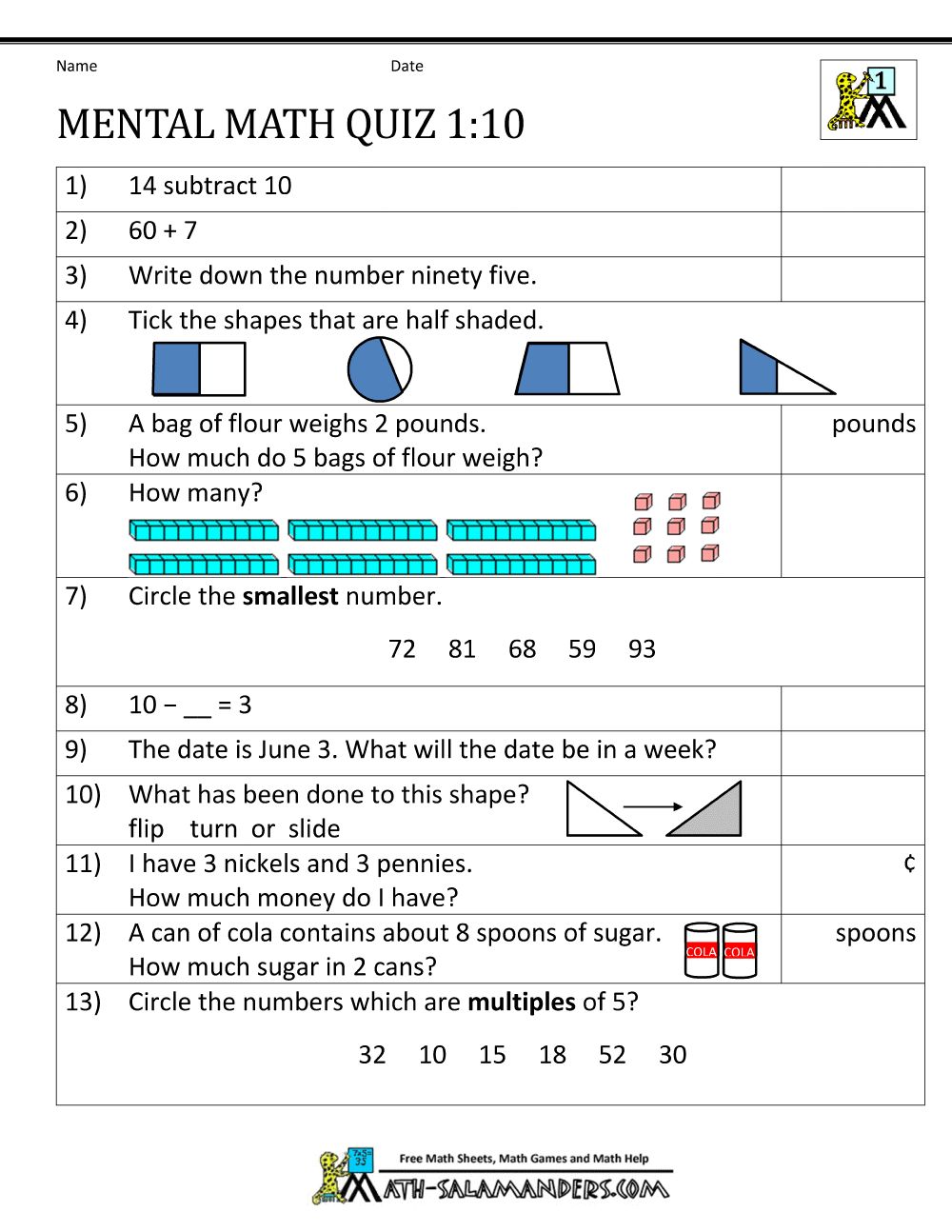 Math Worksheets 10th Grade Printable 1194424