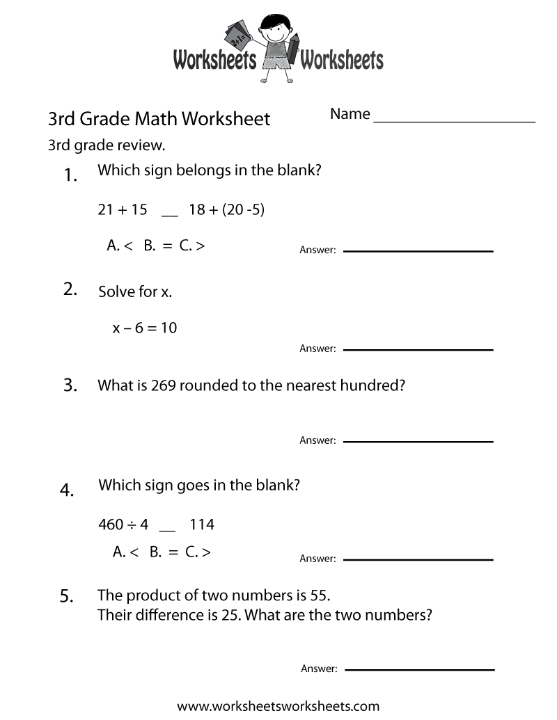 Math Worksheets 3rd Grade Pdf 156336