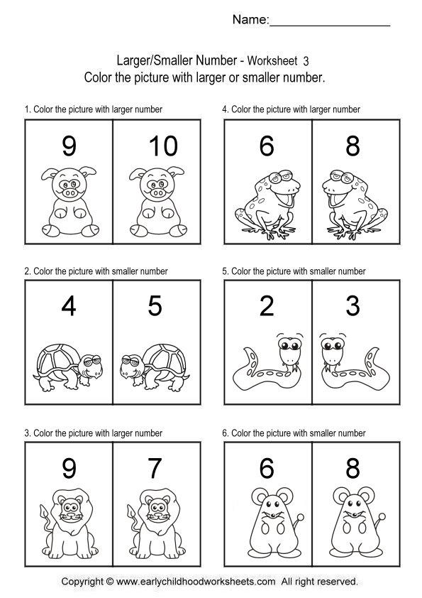 Math Worksheets Bigger Smaller Numbers 1316620