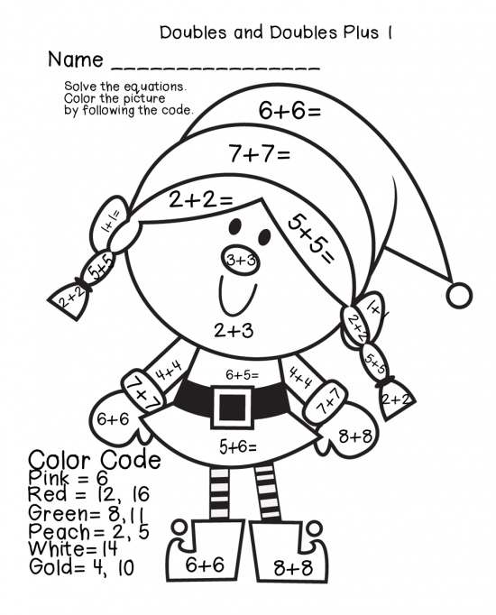 Math Worksheets Color By Number Christmas
