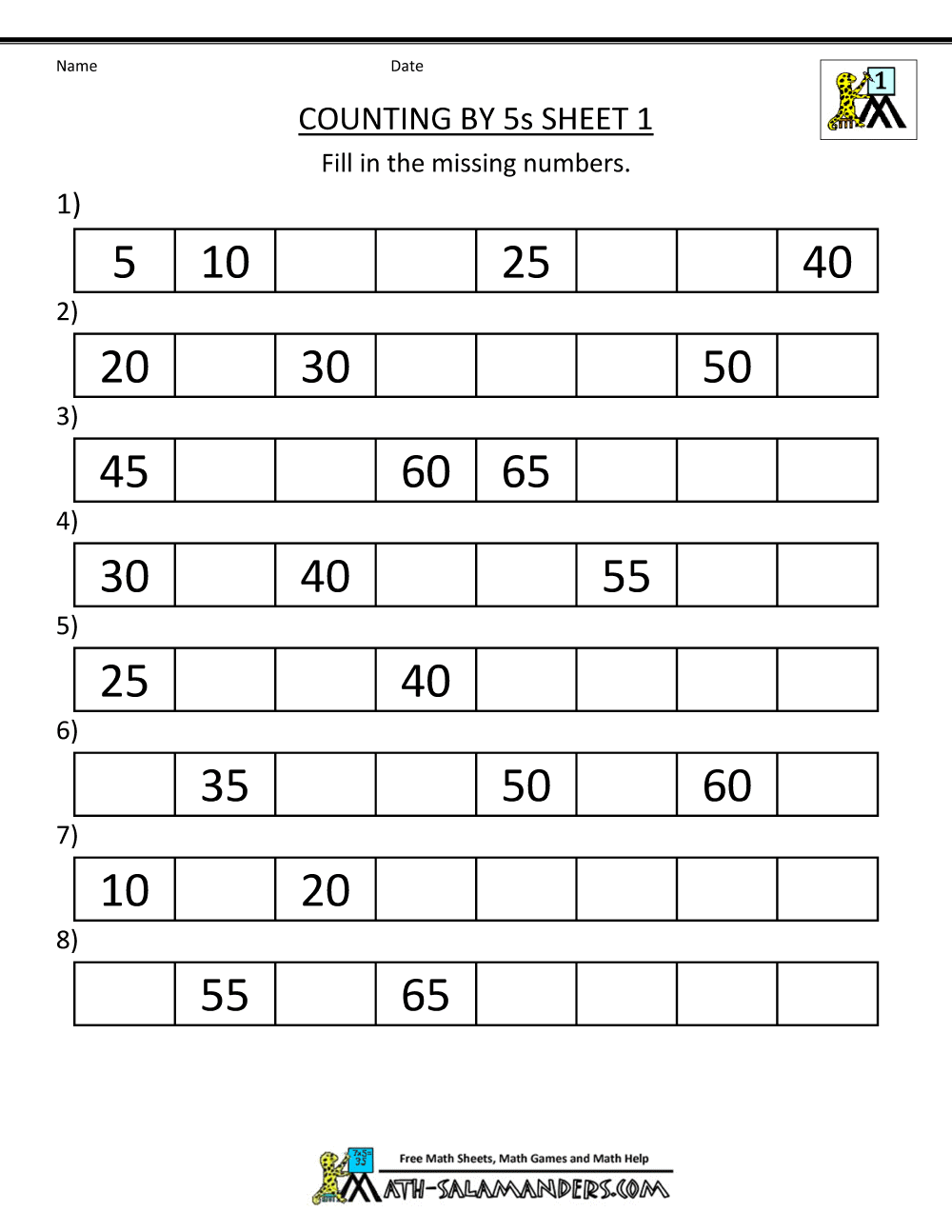 Math Worksheets Counting By 5 And 10 1168800