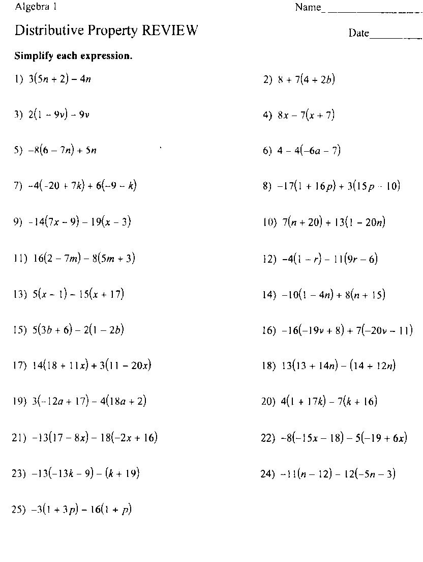 Math Worksheets Distributive Property Of Multiplication 337470