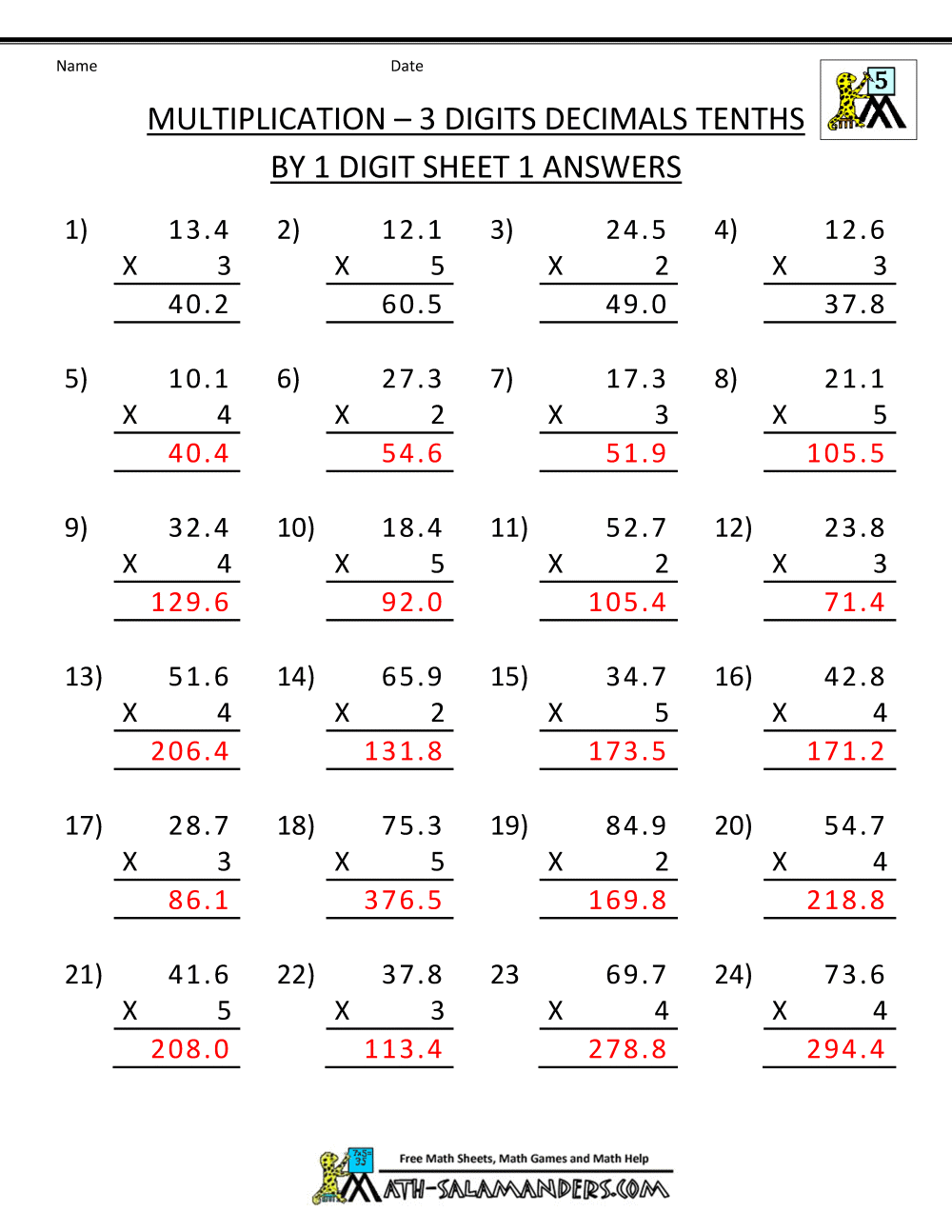 2nd grade math worksheets with answer key