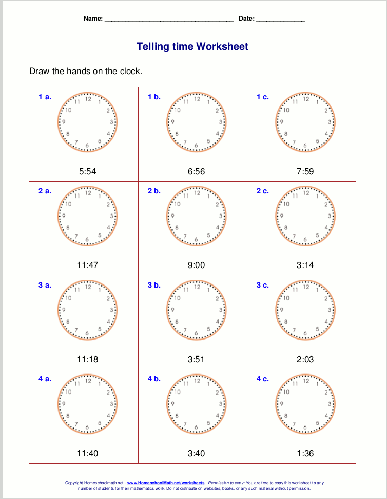 Math Worksheets For Grade 3 Time 666705