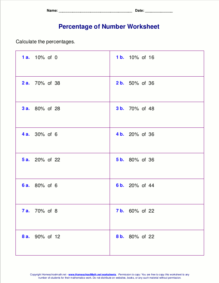 Math Worksheets Grade 6 Percent 490566