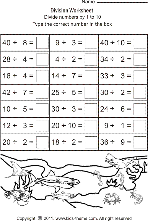 Math Worksheets On Division For Grade 2  999009
