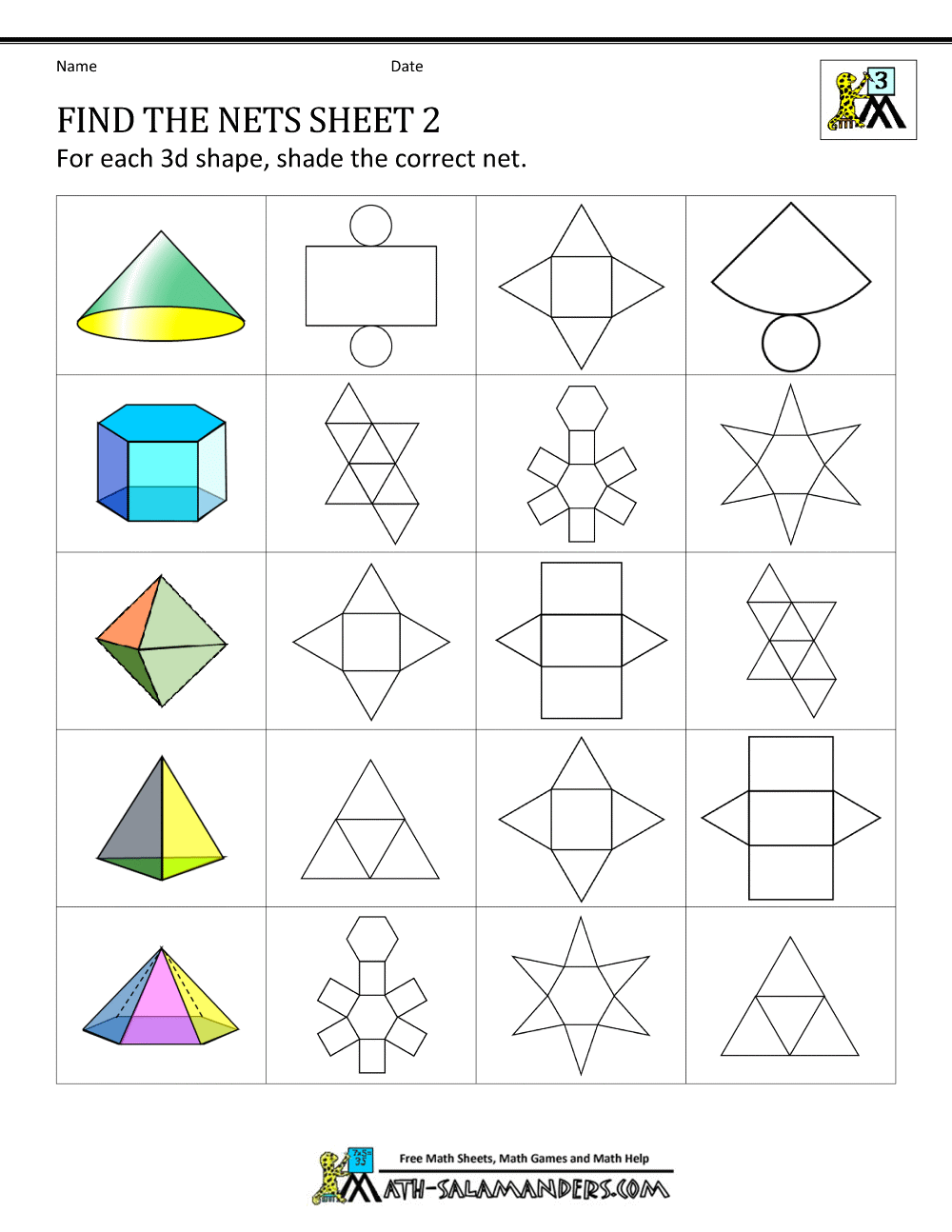 Math Worksheets On Nets 1445962