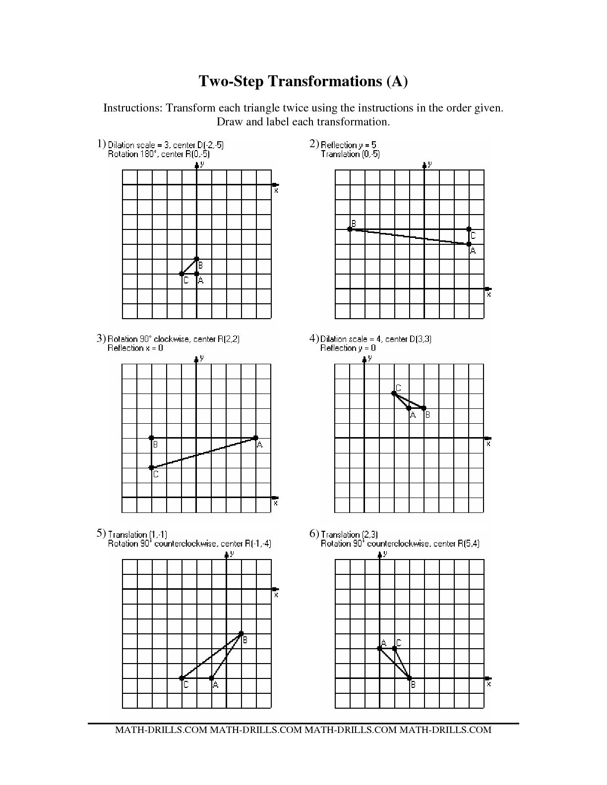 Math Worksheets On Transformations 24197