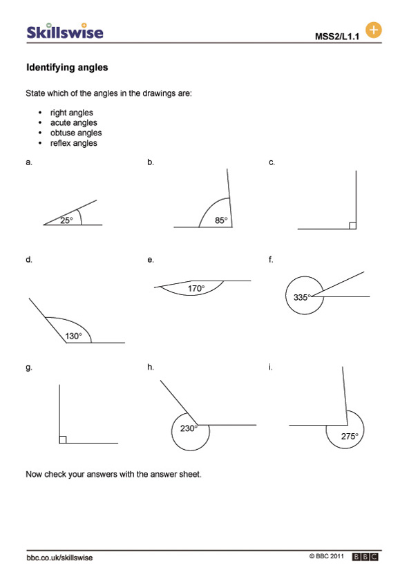 Math Worksheets On Types Of Angles 639482