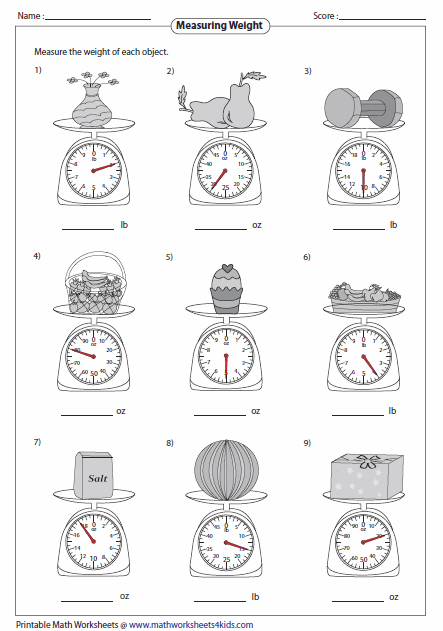 Measuring Kitchen Scale Measuring Weight Worksheets Easy To Hard