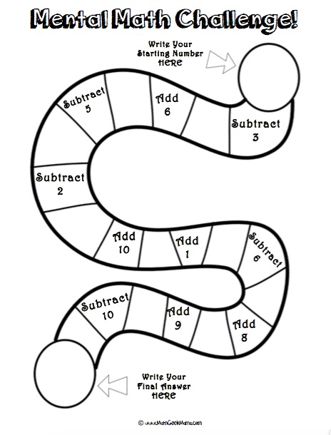 Mental Math Challenges {free}