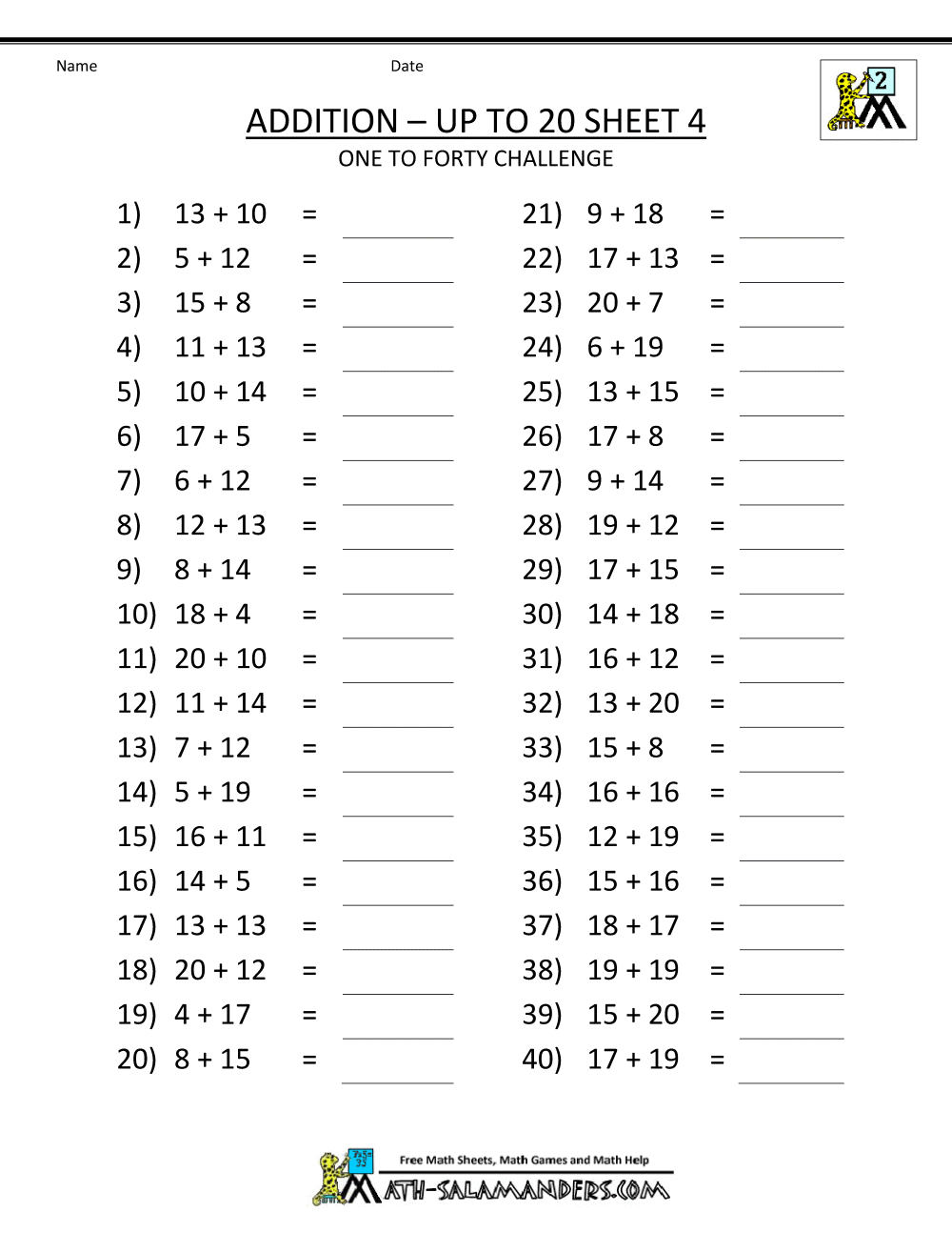 Mental Math Worksheets Addition 166076