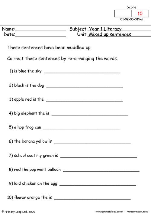 Mixed Up Sentences 2