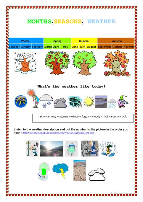 Month, Seasons Weather Worksheet