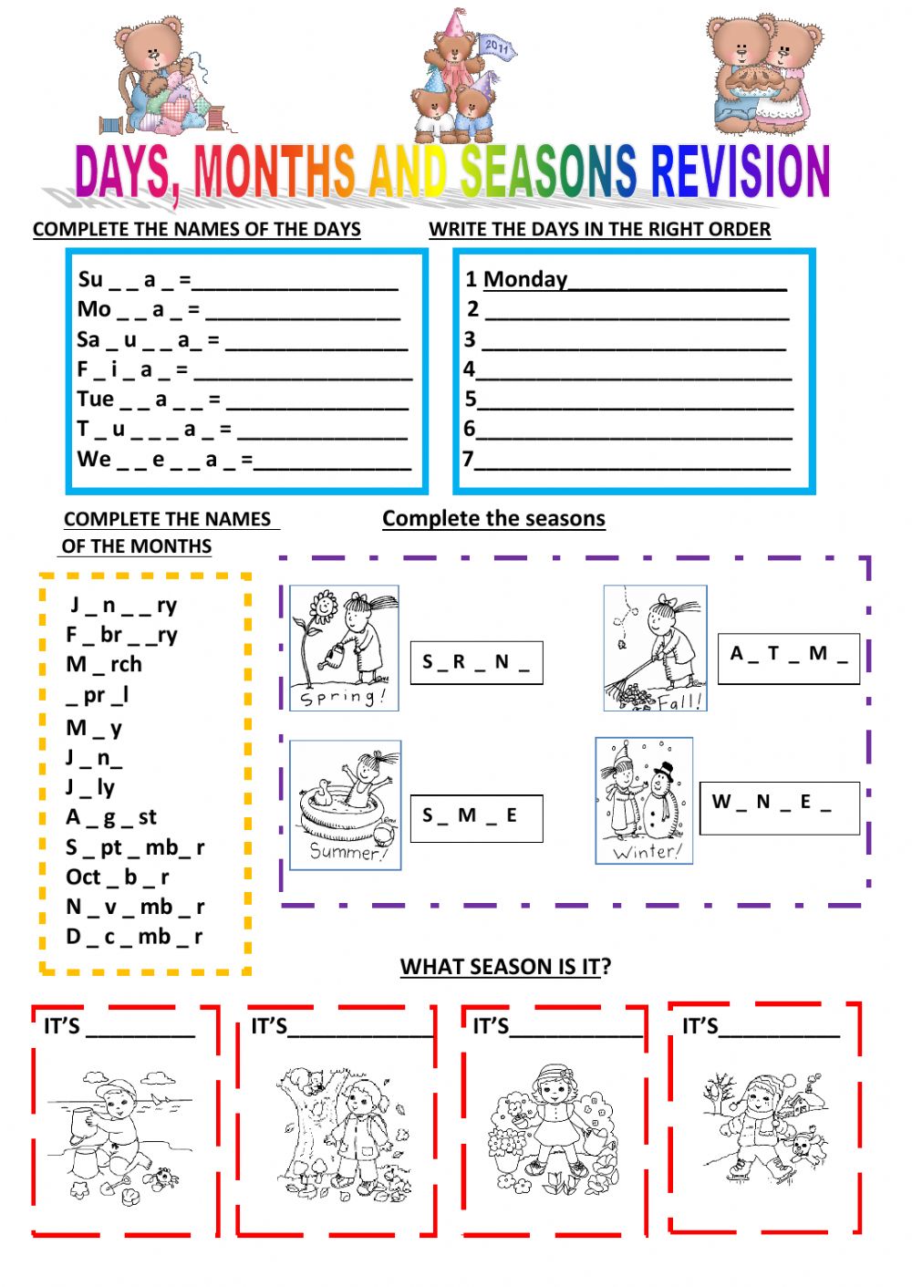 Months Worksheet 380815