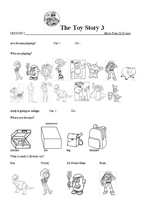 Movie Worksheet  Toy Story 3 Lesson 1