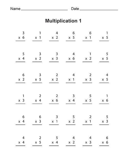Multiplication Fact Worksheets