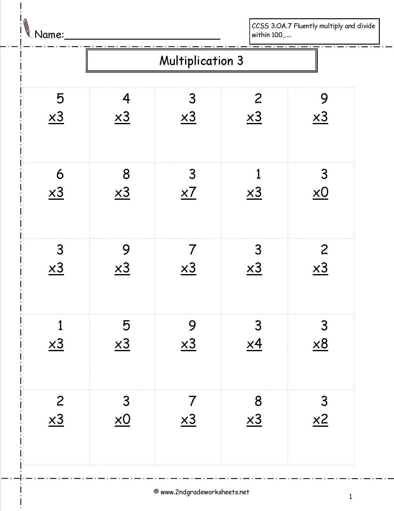Multiplication Worksheets 3 S 190303
