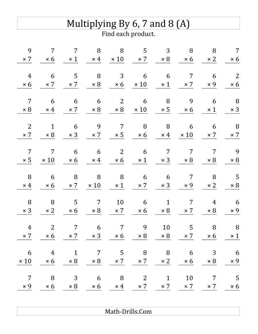 Multiplication Worksheets 6 And 7 1053335