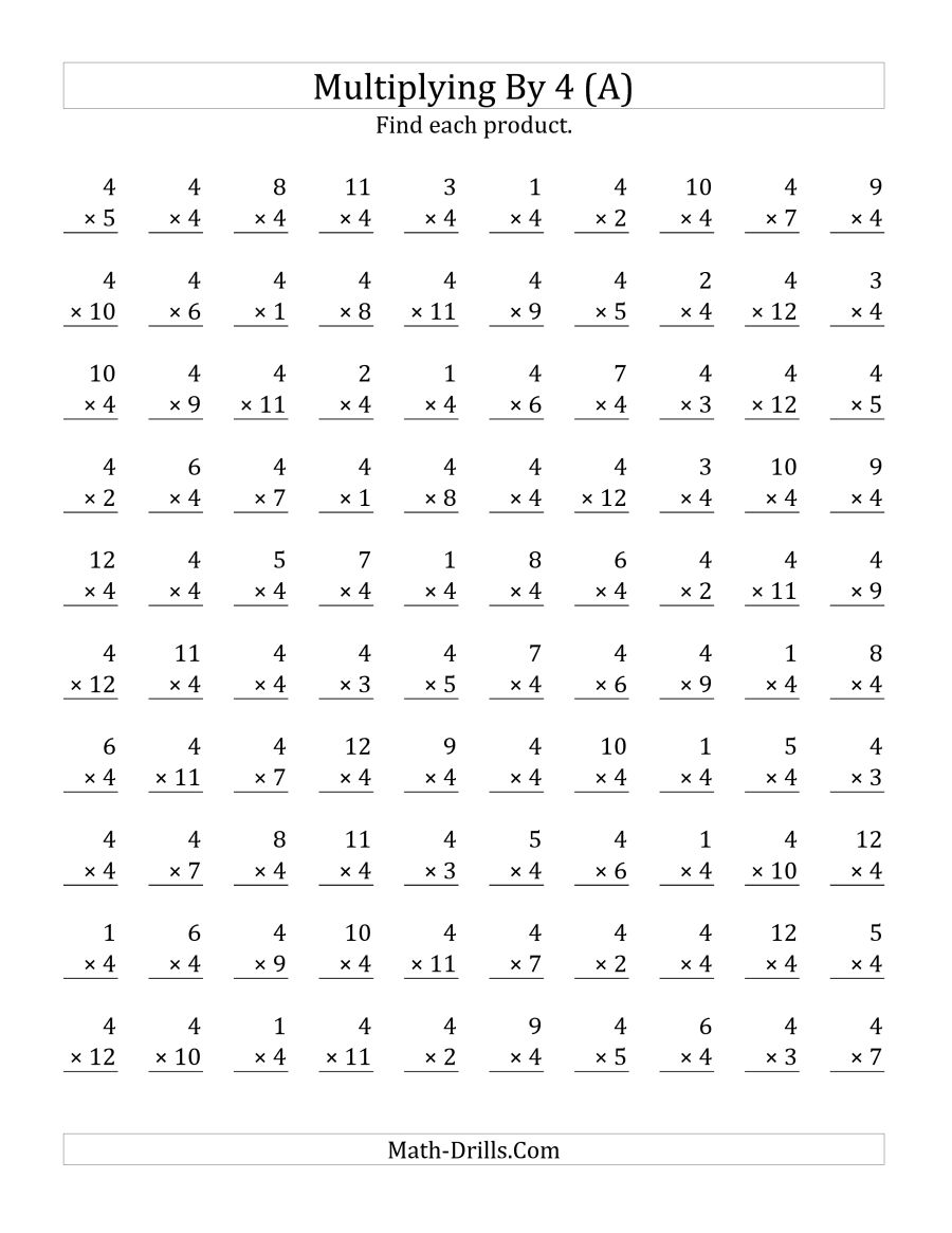 Multiplication Worksheets For 3 S And 4 S 161207