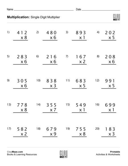 Multiplication Worksheets Grade 3 1 5  1404220