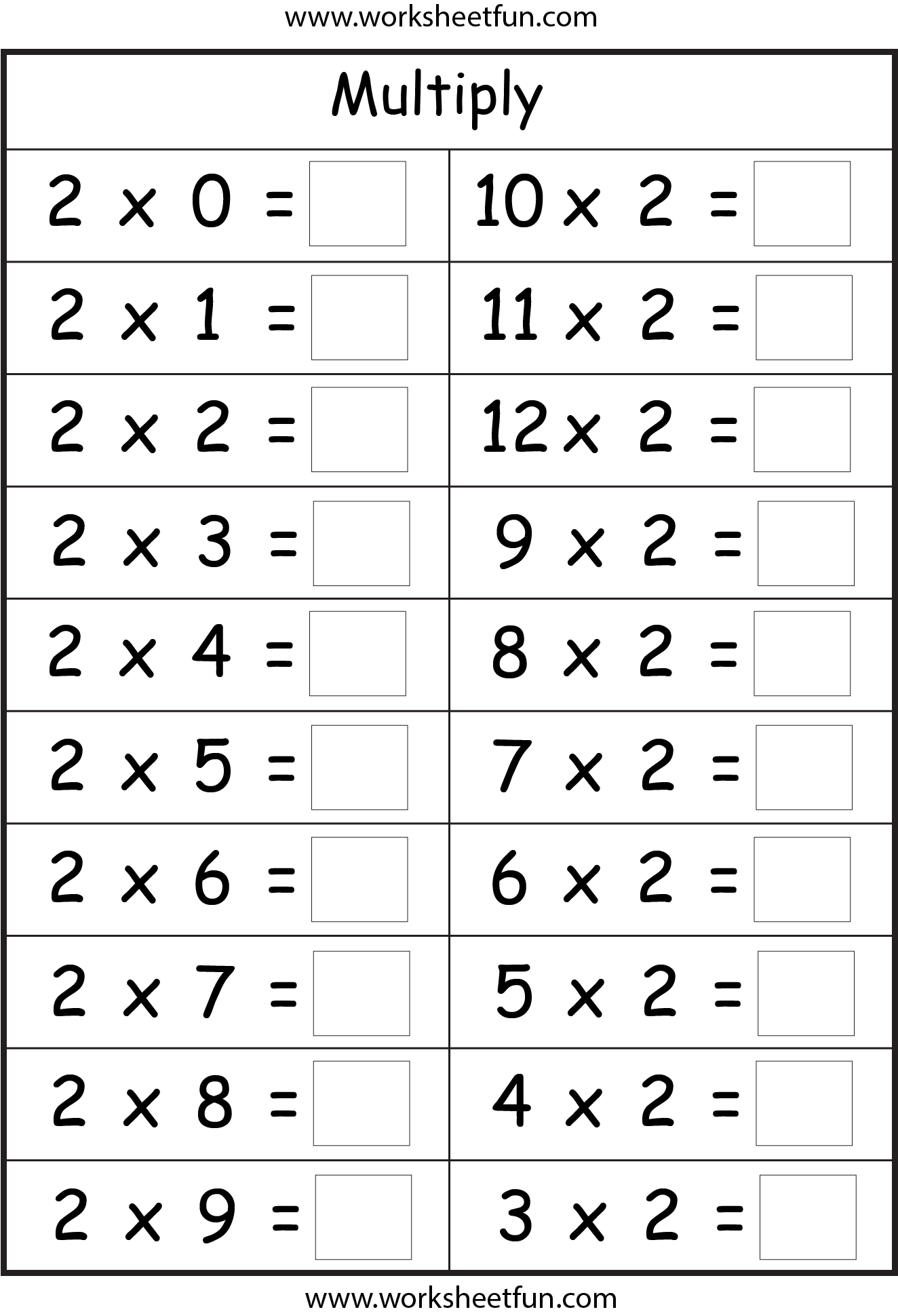 Multiplying By 2 Worksheets Free 1407287