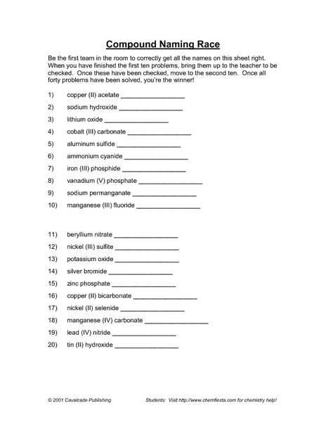Naming Compound Worksheet The Best Worksheets Image Collection