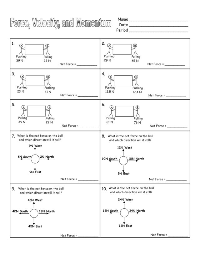 Net Force Worksheets 1216085
