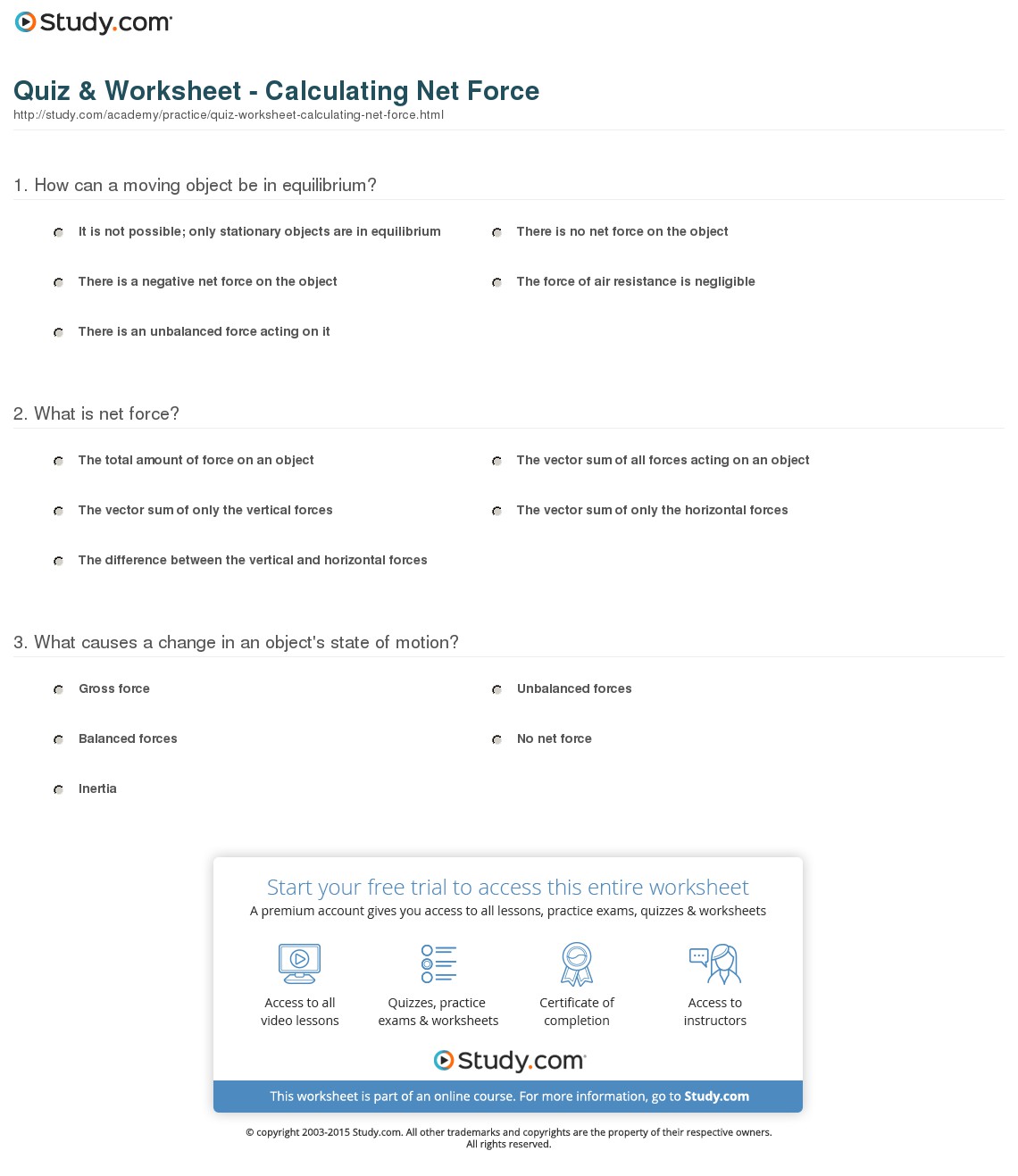 Net Force Worksheets 1216113