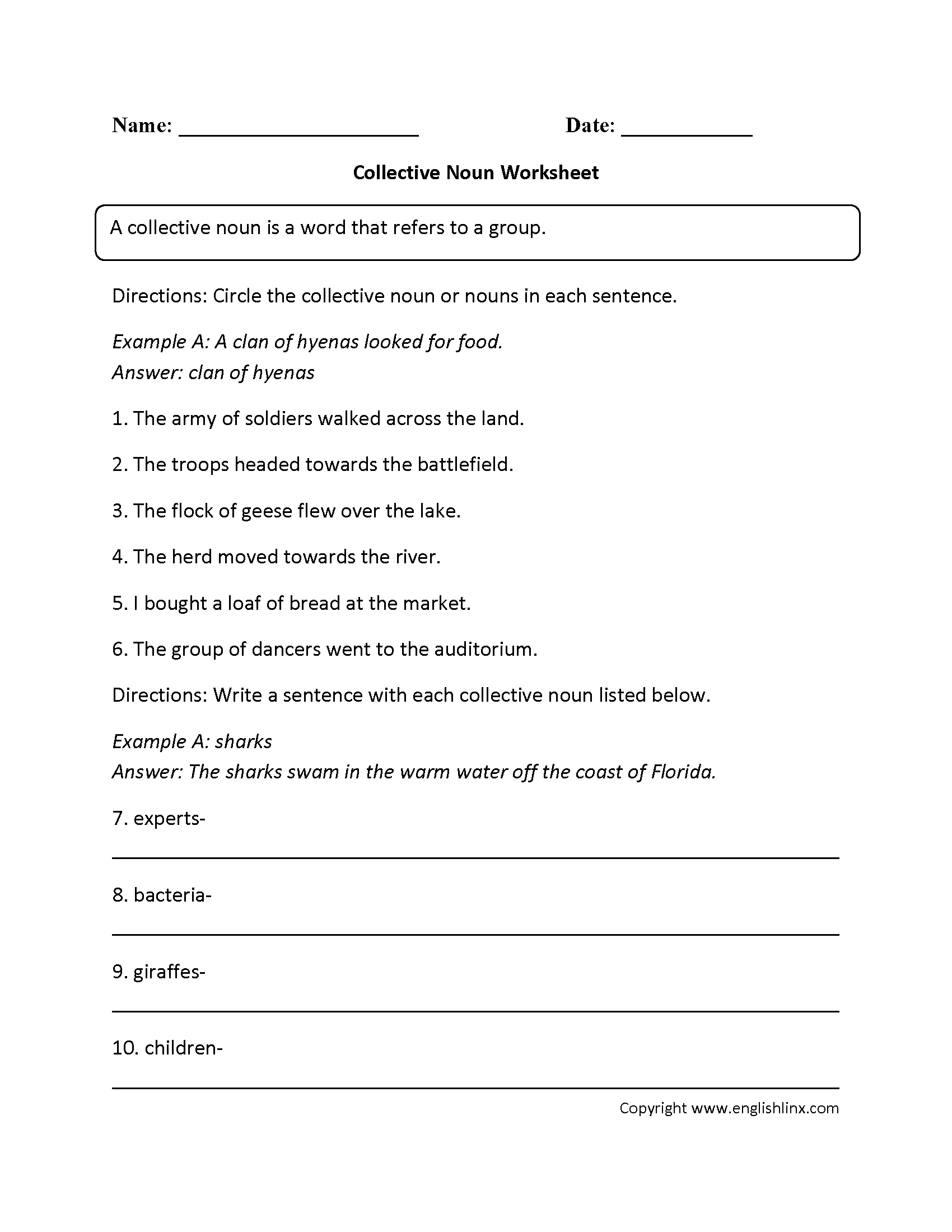 Nouns Worksheet For Grade 7  1476605