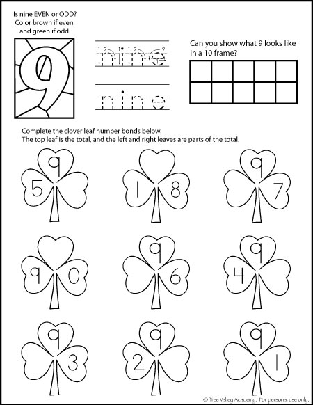 Number 9 Worksheets For Kindergarten  120215