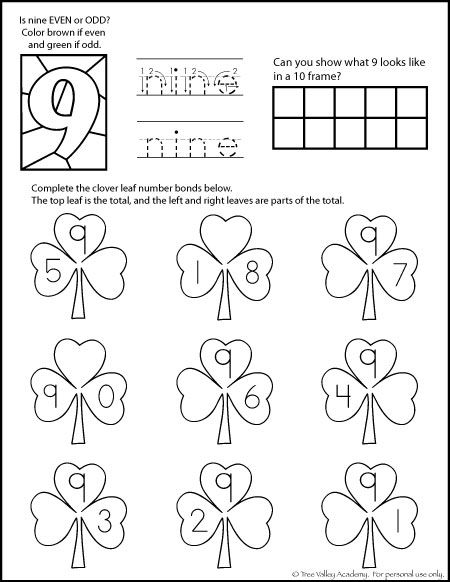 Number Bonds To 9 Free Math Worksheets