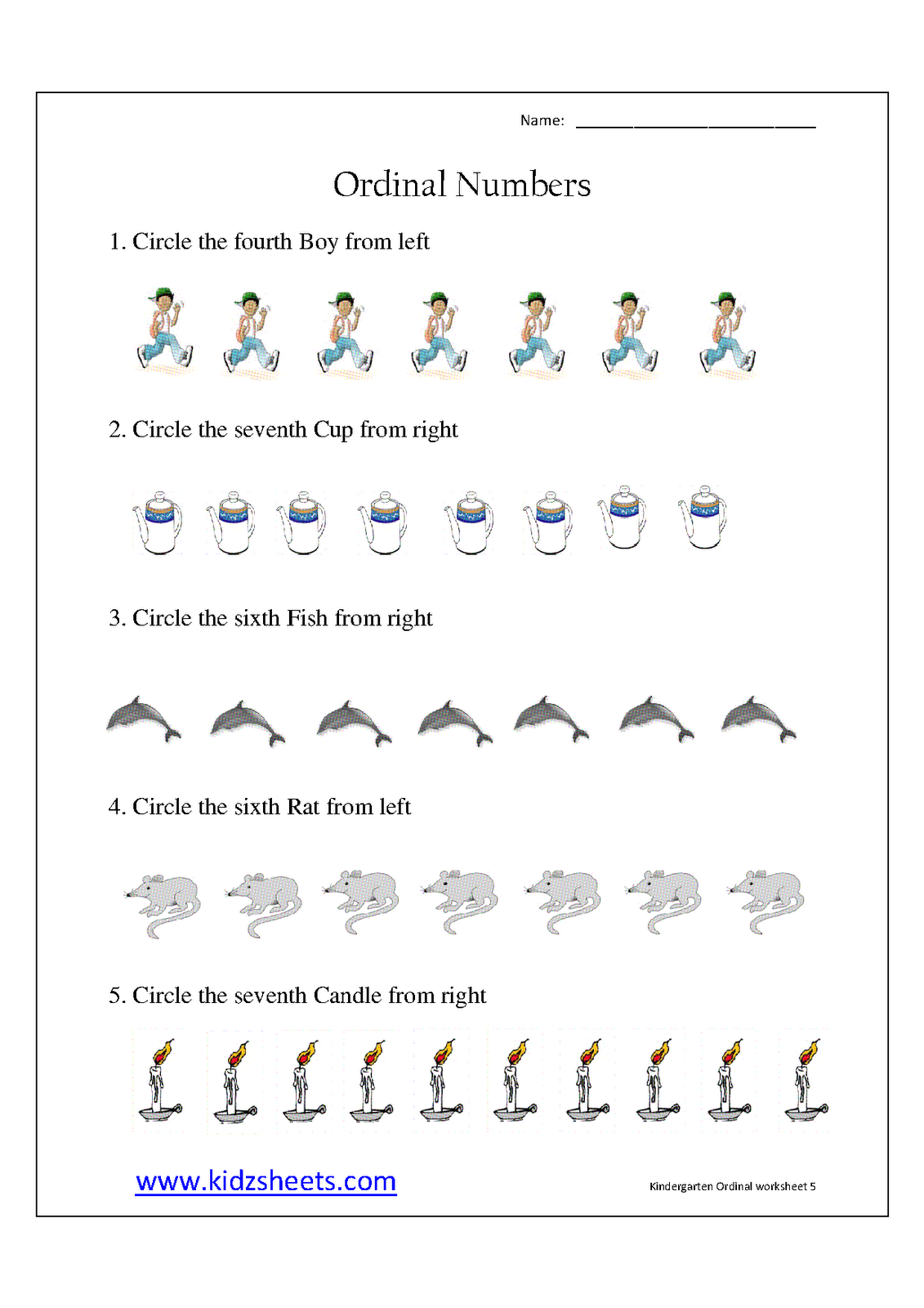 Ordinal Numbers Worksheets Kindergarten Free 1237259