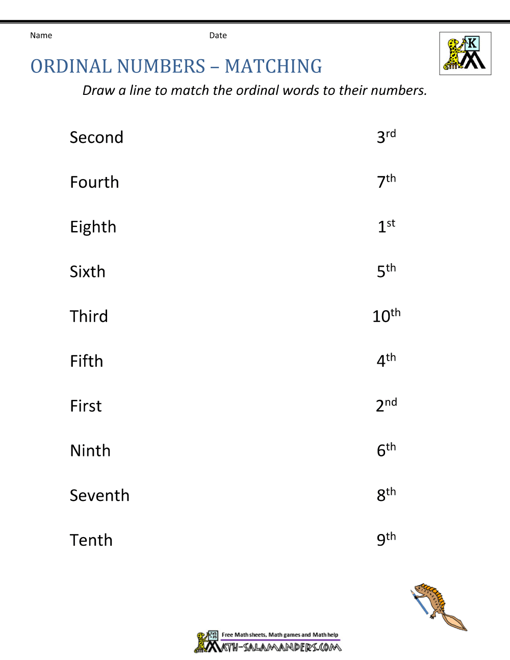 Ordinal Numbers Worksheets Kindergarten Free 1237293