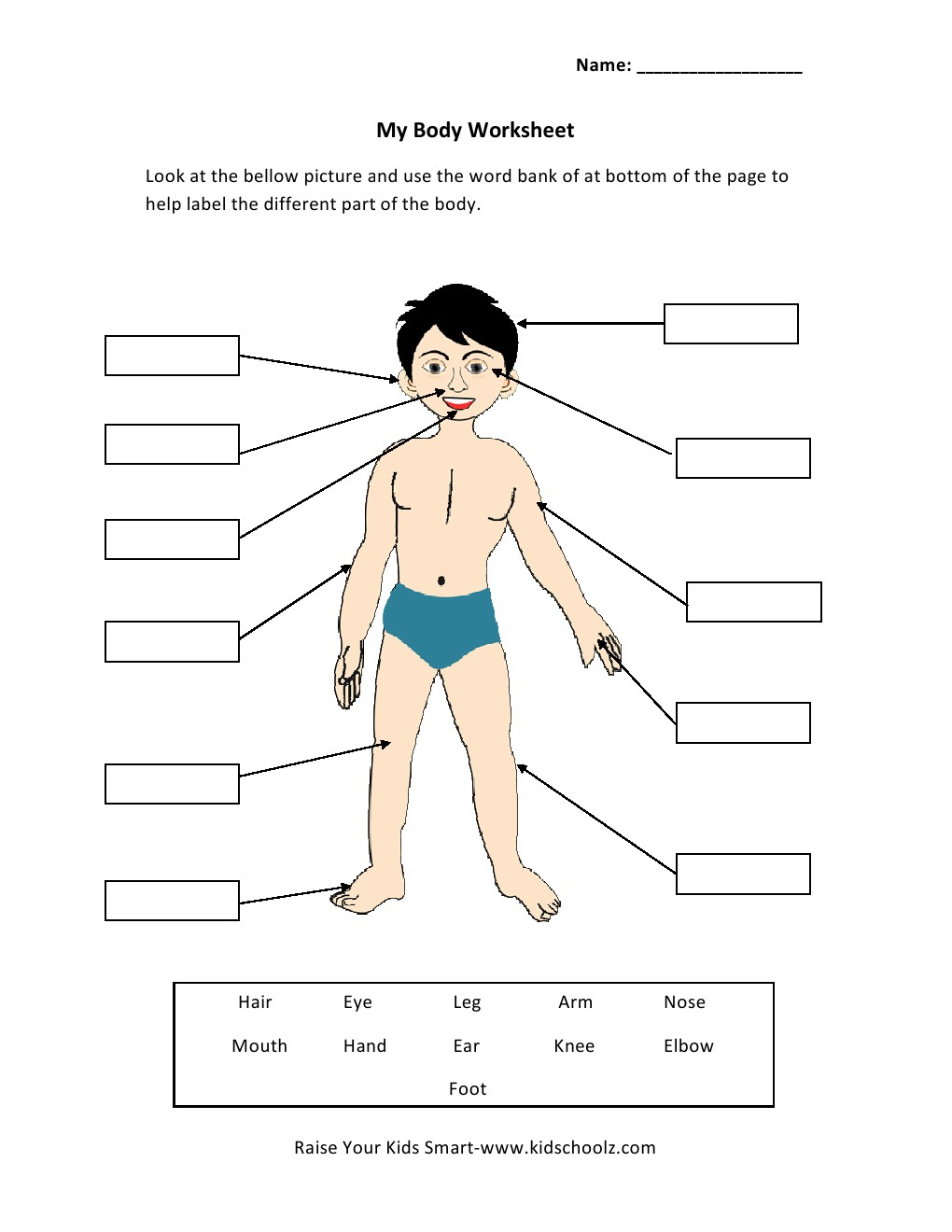 Preschool Worksheets Human Body 975339