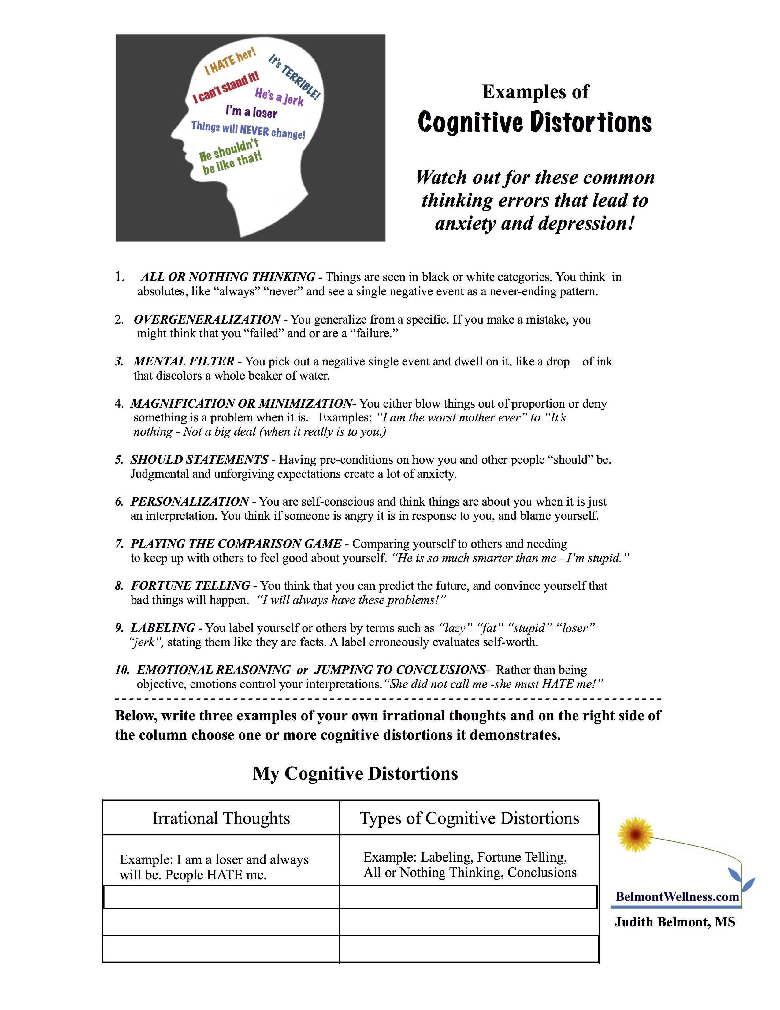 Printable Cognitive Worksheets For Adults  1593428