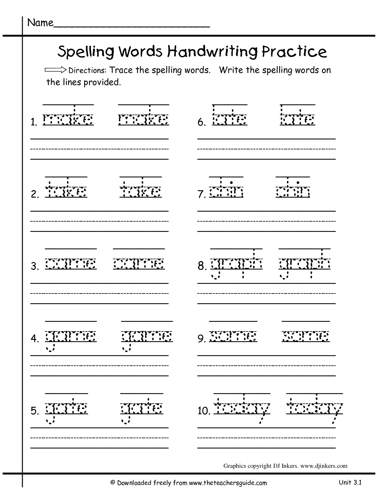 Printable Writing Worksheets For 1st Grade 611144