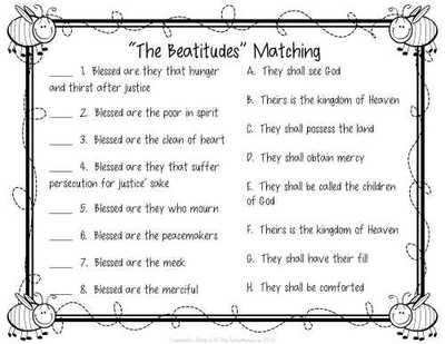 Printables  Beatitudes Worksheet  Lemonlilyfestival Worksheets