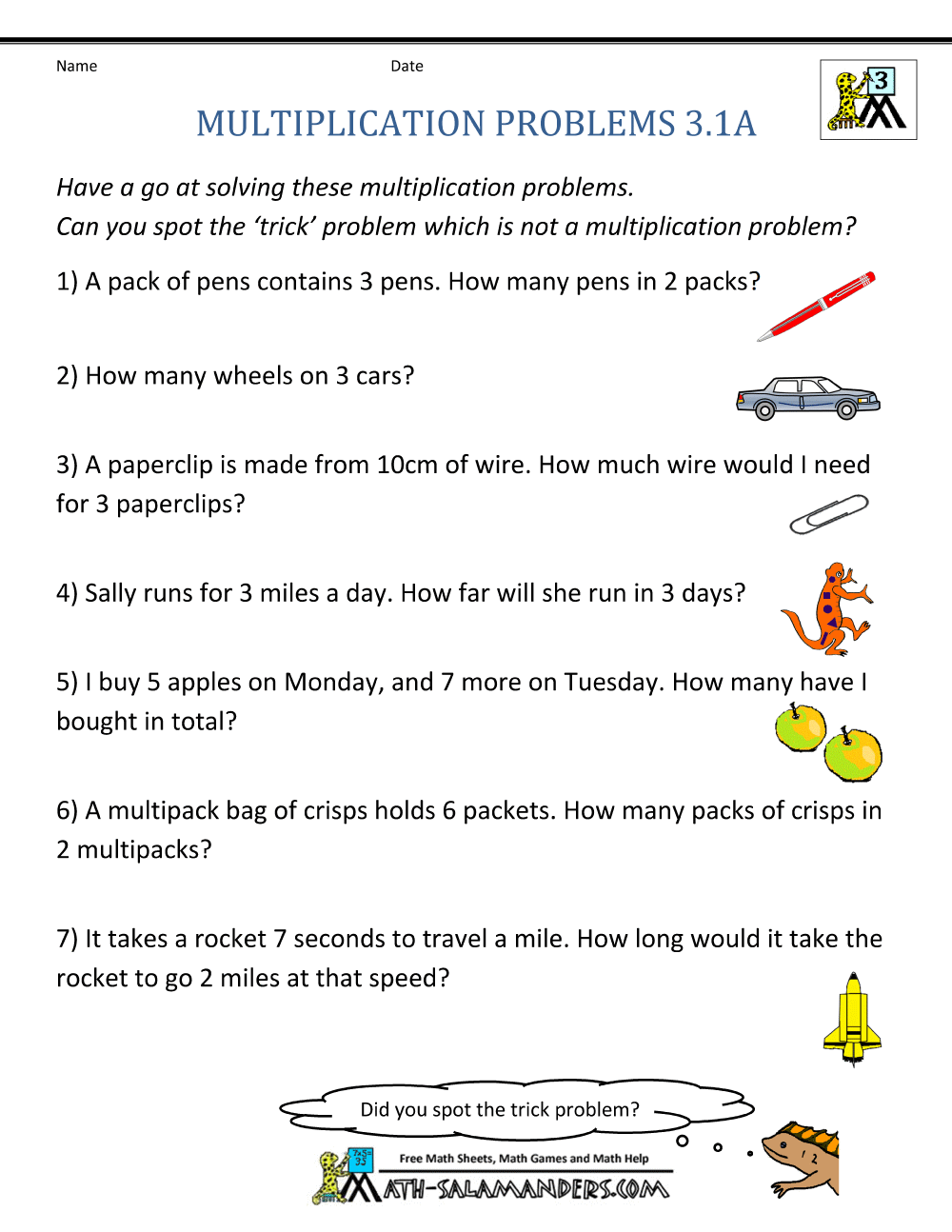 Problem Solving Multiplication Worksheets 3rd Grade 291852