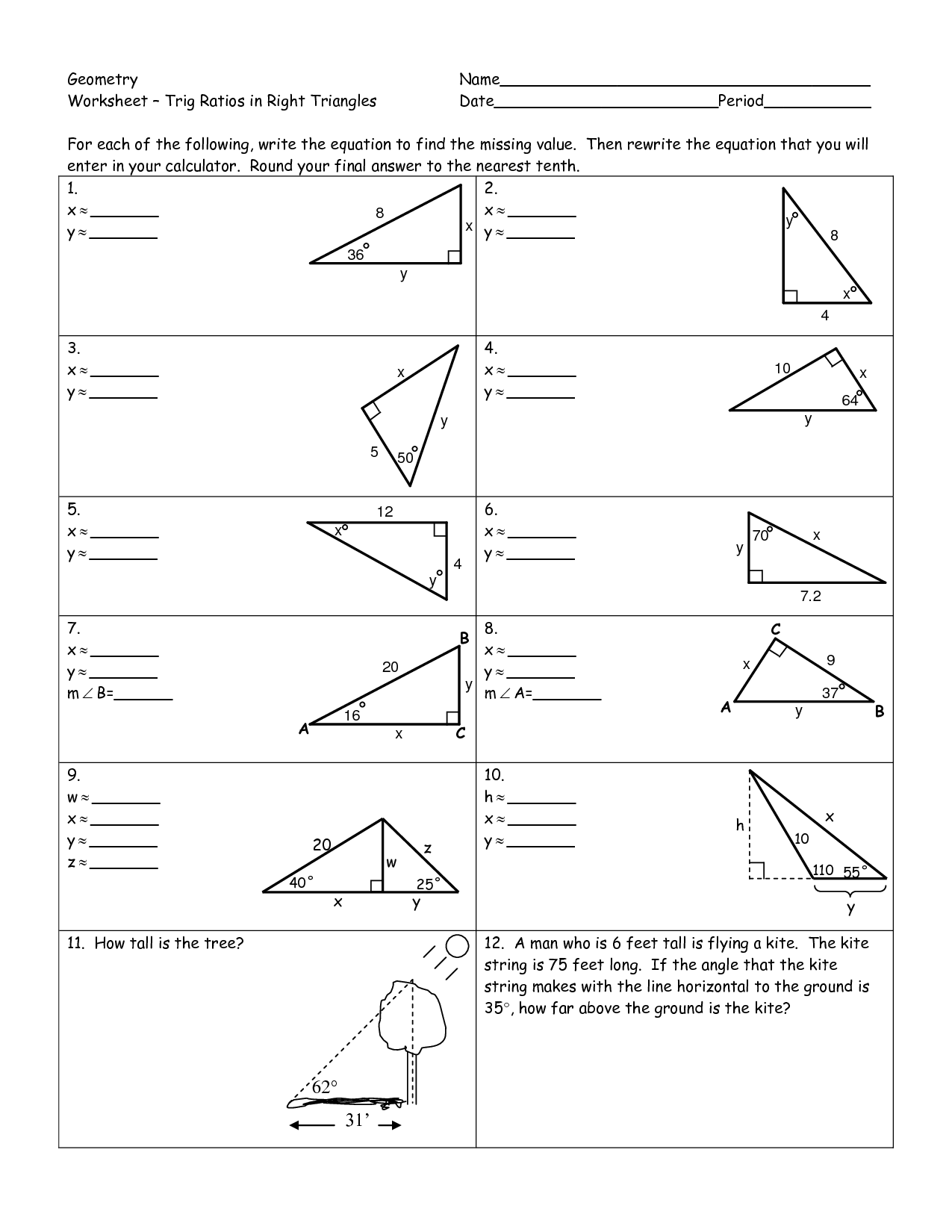 Right Triangle Trig Worksheet The Best Worksheets Image Collection