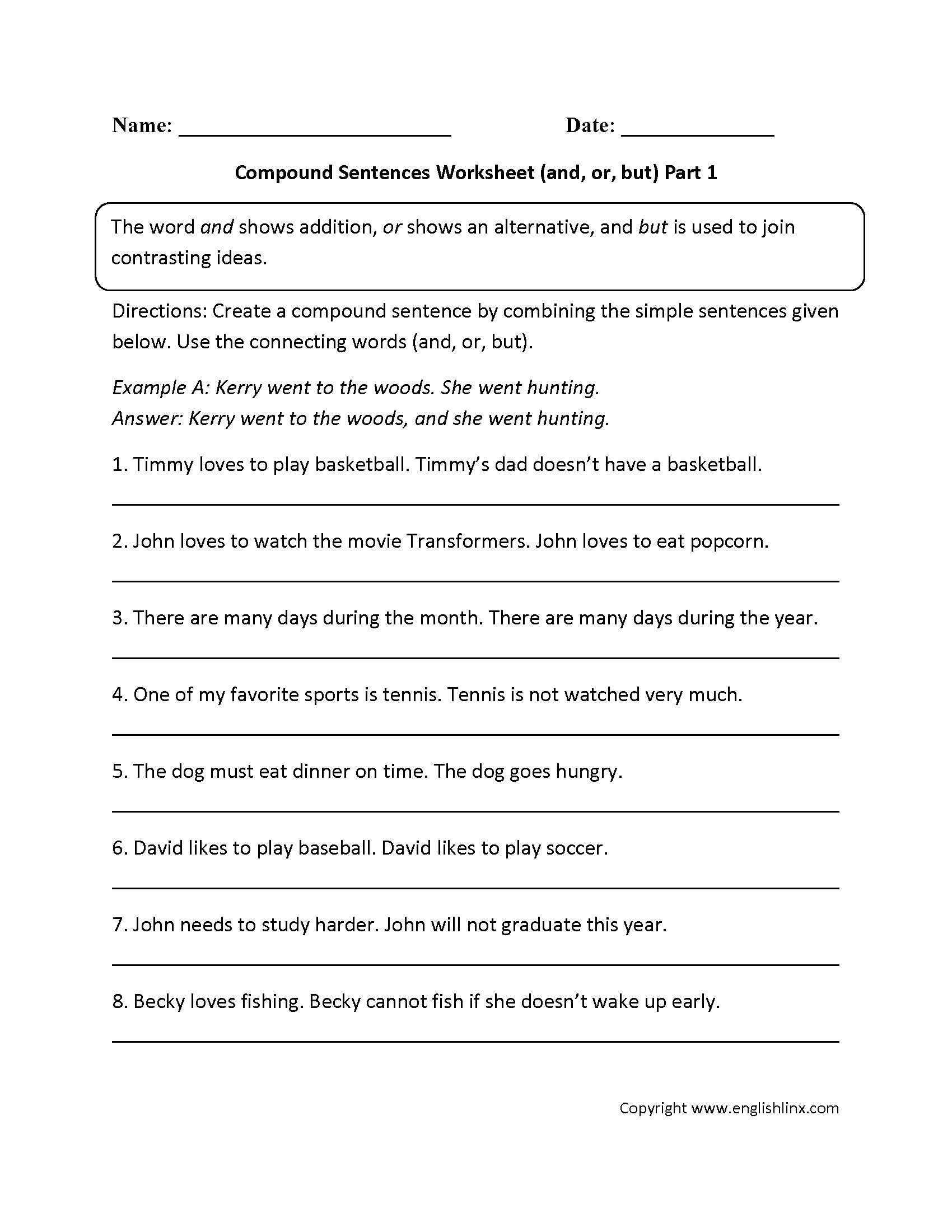Simple And Compound Sentences Worksheet 1203613