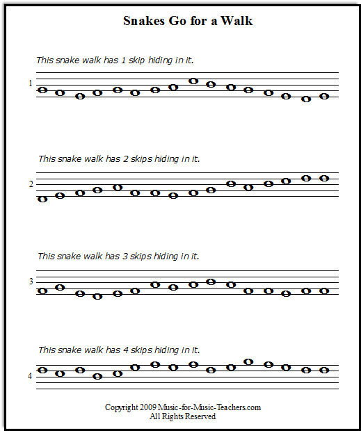 Snakes Go For A Walk Free Printable Music Notes